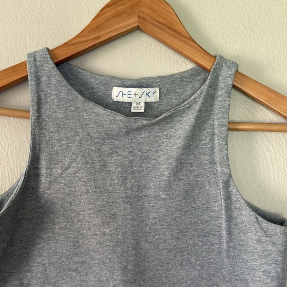 She+Sky Gray Bodysuit with Crew Neck and High-Cut Legs medium - Picture 2 of 6